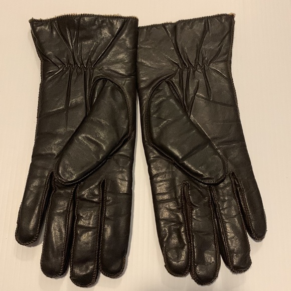 DARK Brown Leather Gloves with Lining Size M - Picture 8 of 17